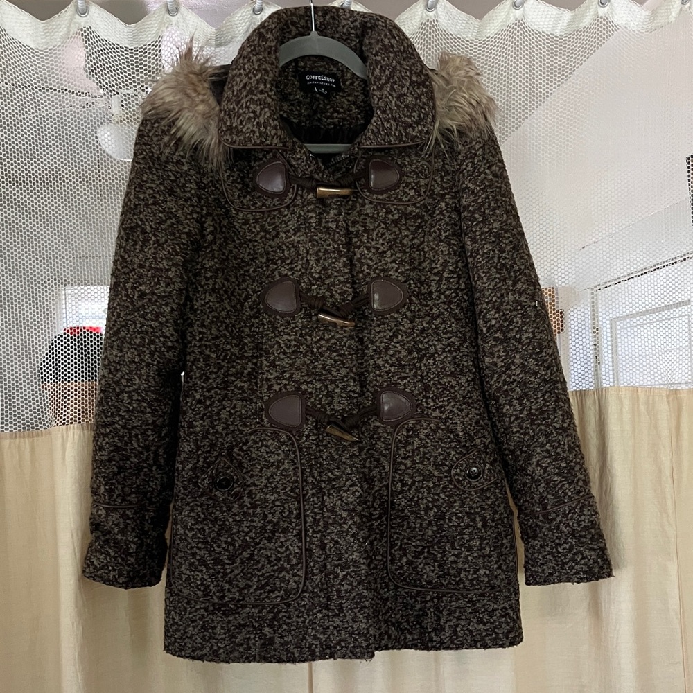 Coffee shop polyester, ladies coat